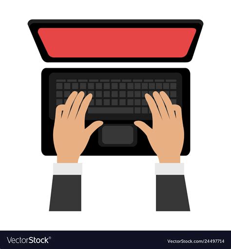 Laptop And Hands Typing Royalty Free Vector Image