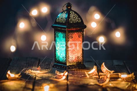Traditional Arabic Lantern Made Of Copper Ramadan Lighting And