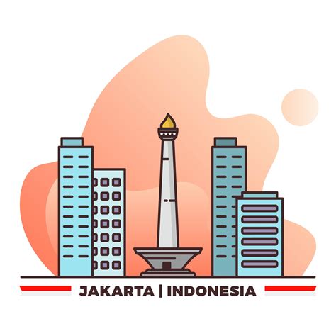 Flat Monas Jakarta Indonesian Pride With Gradient Background Vector