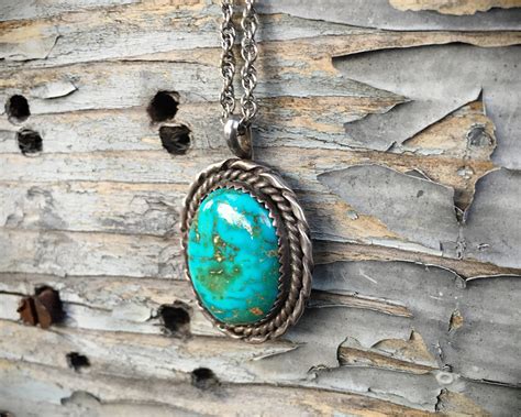 Vintage Turquoise Pendant Necklace For Women Native American Indian