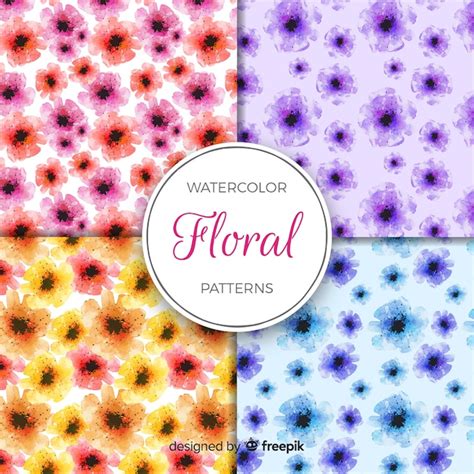 Free Vector Watercolor Flower Pattern Collection