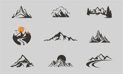 Set Of Vector Mountain And Outdoor Adventures Logo Designs Vintage