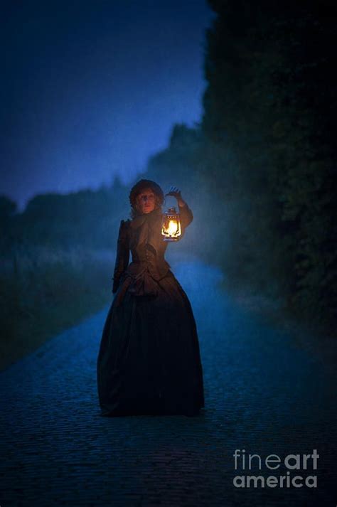 Victorian Woman Holding A Lantern At Night Photographs Victorian And