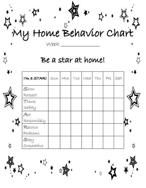 Behavior Chart For Preschoolers Printable