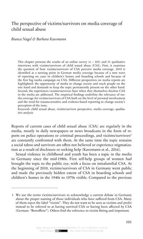 Pdf The Perspective Of Victimssurvivors On Media Coverage Of Child