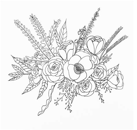 Flower flower line drawing black and white line drawing flower cluster flowers foliage plant leaves hand drawn elements. Pin by cc on Line Drawing | Beautiful flower drawings ...