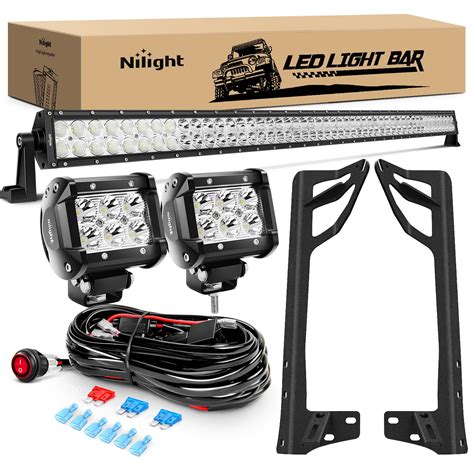 Nilight 52inch Led Light Bar Spot Flood 2pcs 18w 4inch Spot Led Pods