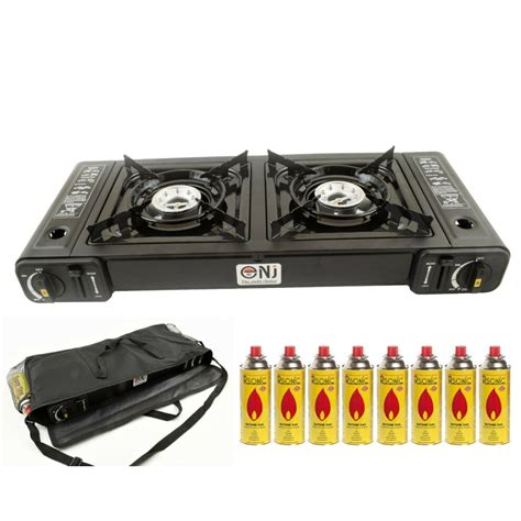 Only Gas Stove 8 Canisters Double Burner Gas Camping Stove