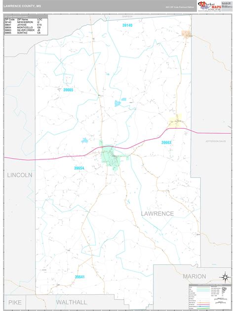 Lawrence County Ms Wall Map Premium Style By Marketmaps