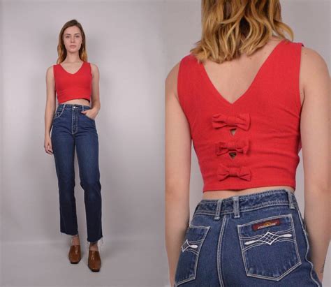 Pt S Red Bow Crop Top