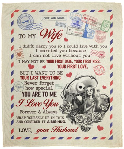 To My Wife Letter Blanket | To My Wife I Didn't Marry You My Only Love Jack And Sally | CubeBik