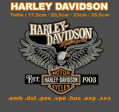 Harley Davidson Logo Motorcycle Embroidery Design Machine Etsy Uk