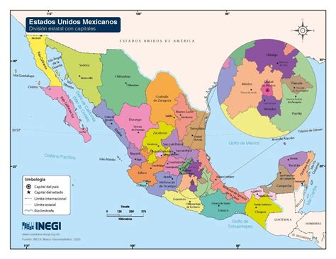Fixmapa Político De México A Color Nombres De Estados Y Capitales