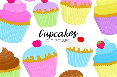 Cute Cupcakes Clipart Set By Doodle Art