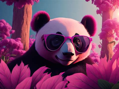 Premium Ai Image A Panda Bear Wearing Pink Sunglasses Ai Generative