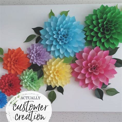 Paper Flower Wall Dahlia Templates Paper Flower Templates In Etsy