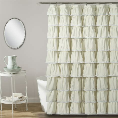 Lace Ruffle Shower Curtain Ivory 72x96