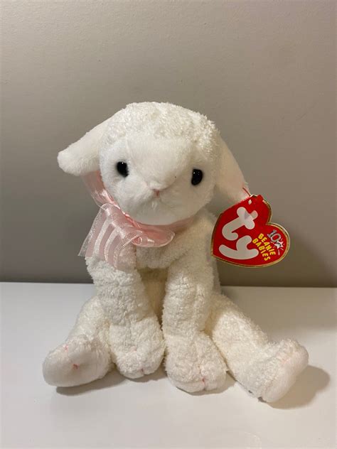 Ty Beanie Baby Lullaby The Lamb With Adorable Pink Bow 6 Inch