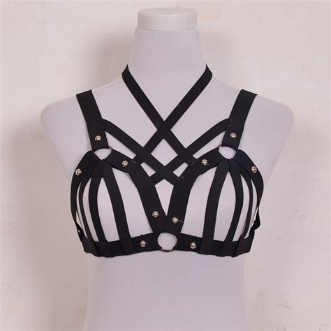 Women Handmade Harness Cage Bra Harajuku Gothic Exotic Apparel Rivet Sexy Lingerie Summer Style