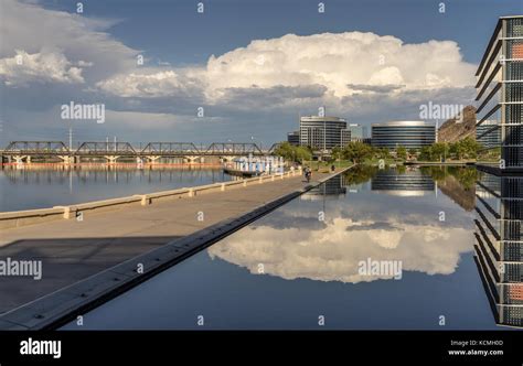 View Of Tempe Bridge And Reflections Stock Photo Alamy