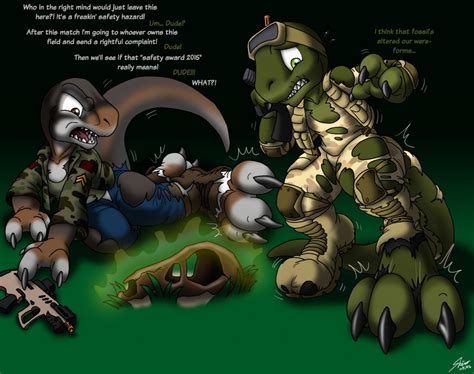 Instead, the raptor landed on his back, and seemed to grab him. Dinos and Airsoft and TF, oh my! by: Catmonkshiro by ...