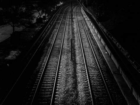 Free Images Light Black And White Track Railway Night Train