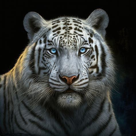 Premium Photo White Tiger Portrait Illustration Generative Ai