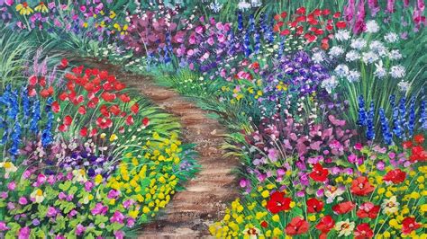 Flower Garden Path Acrylic Painting Live Tutorial Youtube