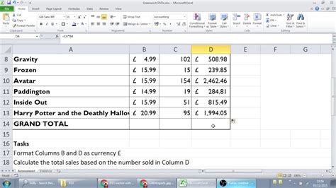 2 Excel Spreadsheet Grand Totals And Totals Using Formula And Autosum