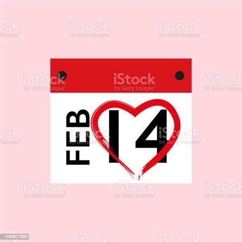 Calendar For February 14 Valentines Day Love Vector Graphics Stock