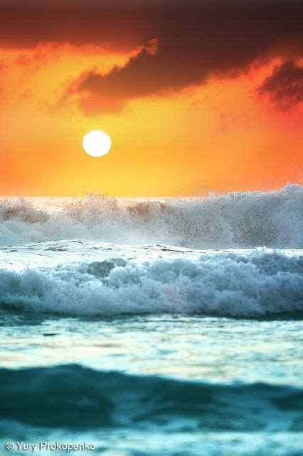 Ocean Waves At Sunrise By Yury Ocean Landscape Beautiful Sunrise