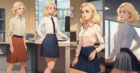 Lexica A Blonde Women In 30s In A Modern Office Wearing A Pleated