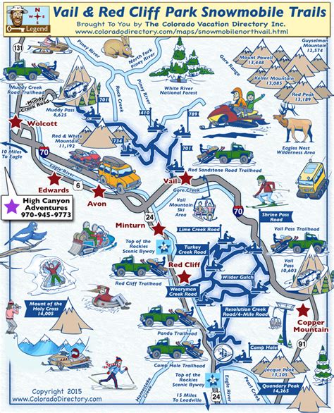 Vail And Red Cliff Park Snowmobile Trail Map Town Parks Colorado