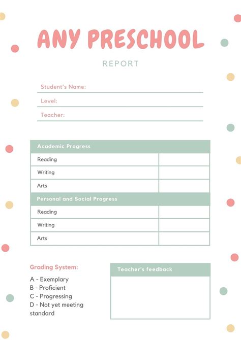 Customize 46 Preschool Report Cards Templates Online Canva