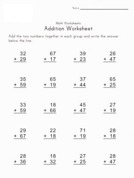 grade math worksheets addition worksheet school