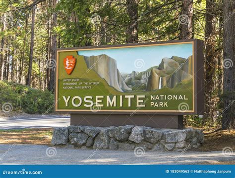 Yosemite National Park Sign In The Entrancecaliforniausa For
