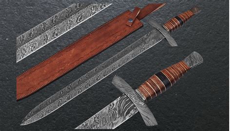 25 Beautiful Handmade Damascus Steel Hunting Sword With Etsy