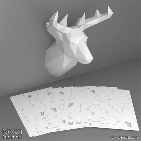 Deer Head Trophy 3d Papercraft Model Downloadable Diy Etsy España