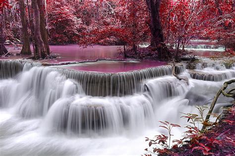 Hd Wallpaper Autumn Leaves River Stones France Waterfall Cascade