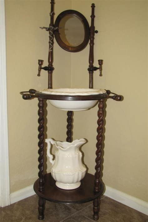 Image Detail For Antique Wooden Wash Stand W Pottery Pitcher