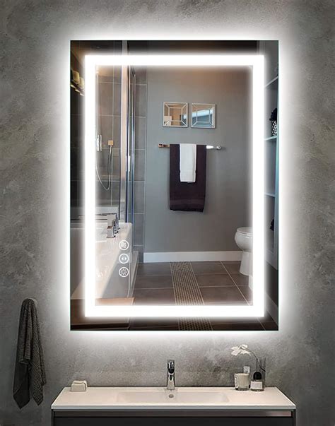 Amorho Led Bathroom Mirror 20x 28 With Front And Backlight Stepless Dimmable Wall Mirrors