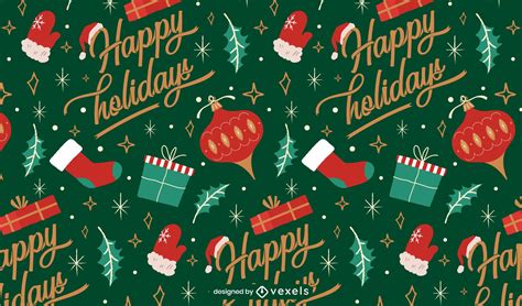 Happy Holidays Christmas Pattern Vector Download