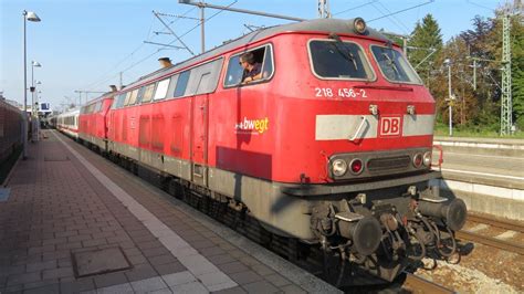 Germany Db Railways Class 218 Rabbits Leave Memmingen On A Passenger Service To Oberstdorf