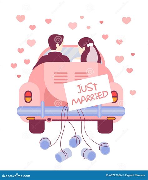 Just Married On Car Vector Illustration Stock Vector Illustration Of Lifestyle Celebration