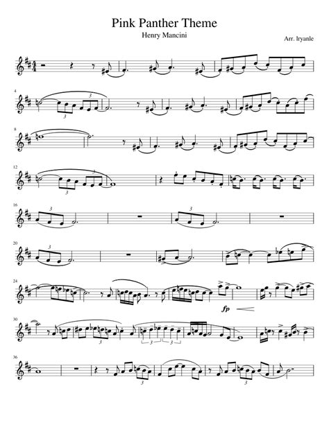 Pink Panther Theme Sheet Music For Trumpet In B Flat