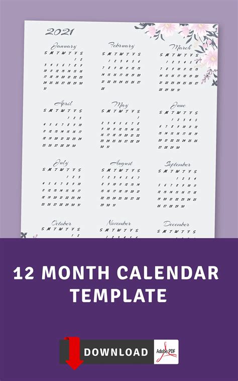 2023 2024 Monthly Calendar Printable Template Download 2023 Etsy