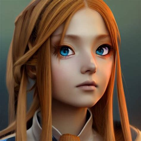 Render As A Very Beautiful 3d Anime Girl Long Braided Brown Blonde