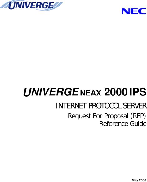 Nec Univerge Neax 2000 Ips Users Manual 2006007rfp