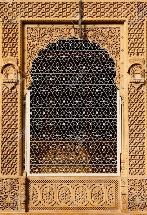 Ornate Window Of Beautifolu Haveli In Jaisalmer City In India