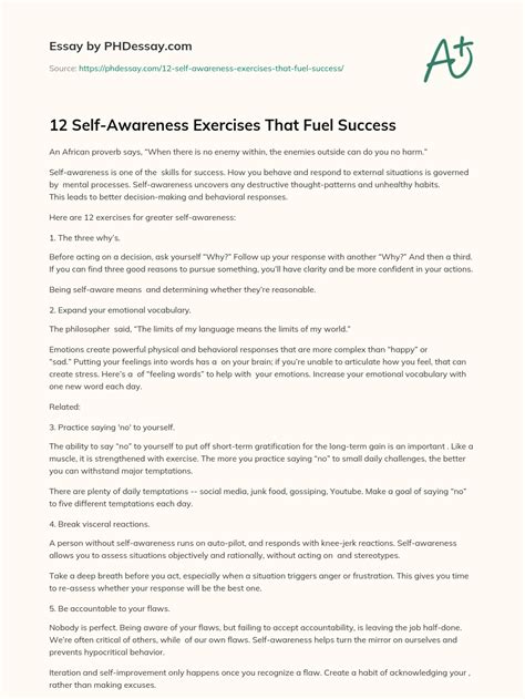 12 Self Awareness Exercises That Fuel Success